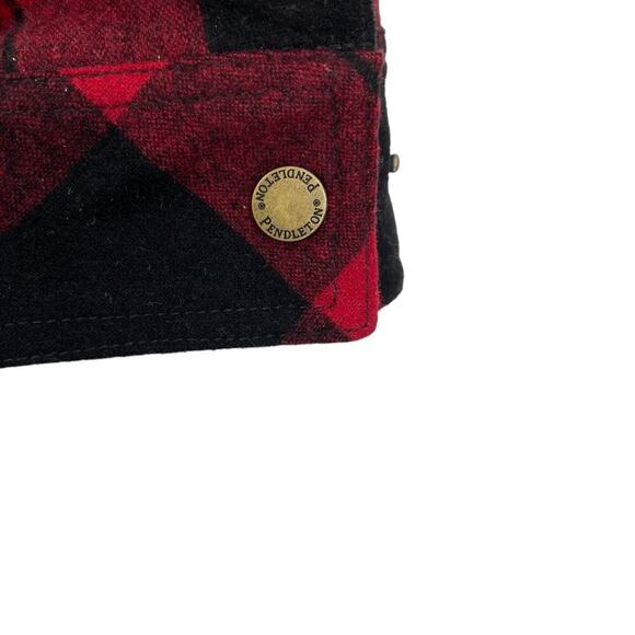 Pendleton Mount Hood Flannel Jacket Buffalo Plaid Wool Quilted Red Black XL - Picture 6 of 10
